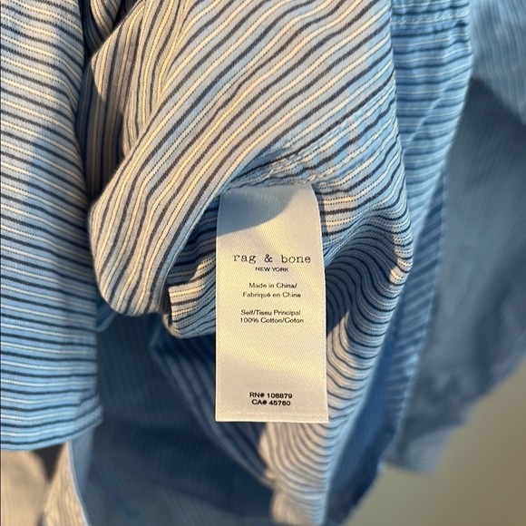 rag & bone Blue Striped Button-Up Shirt Unisex L XL - Picture 3 of 4